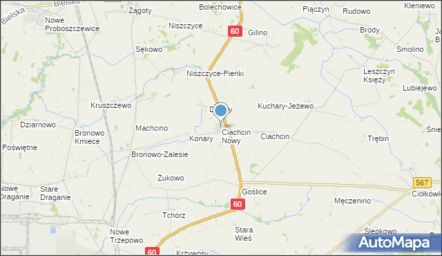 mapa Ciachcin Nowy, Ciachcin Nowy na mapie Targeo